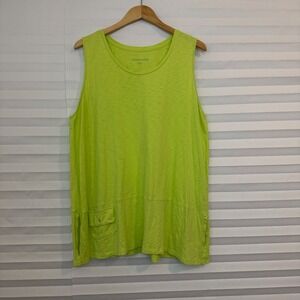 Soft Surroundings Lime Green Cotton Slub Sleeveless Tunic Top 1X Contemporary